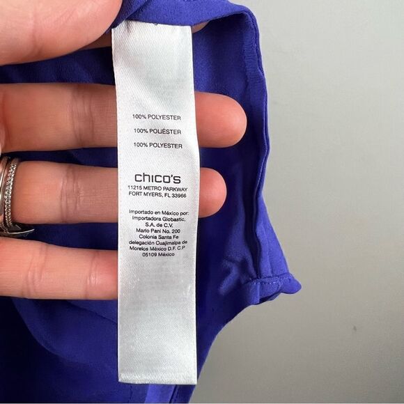 Chico’s purple dolman sleeve chiffon popover flowy blouse - Picture 10 of 10